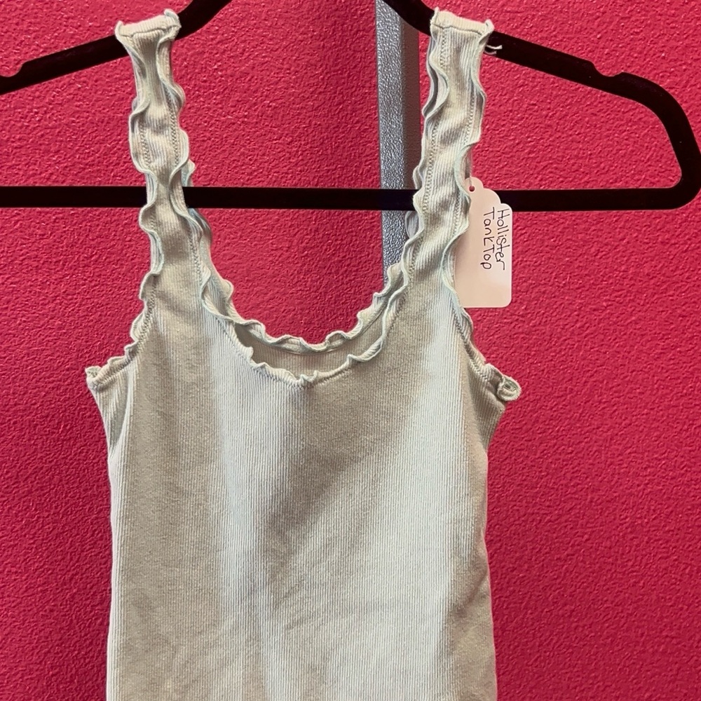Hollister Mint Ruffle-Edge Ribbed Tank